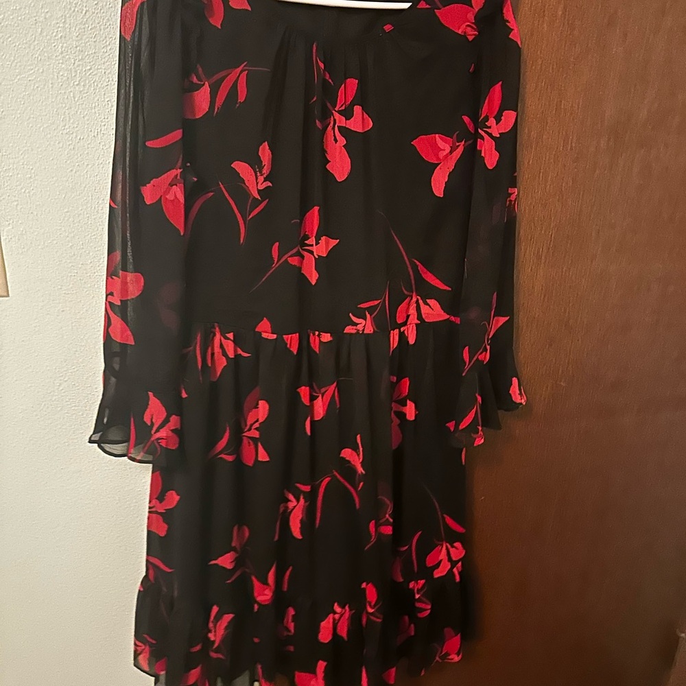 Calvin Klein Black Dress with Red Accents